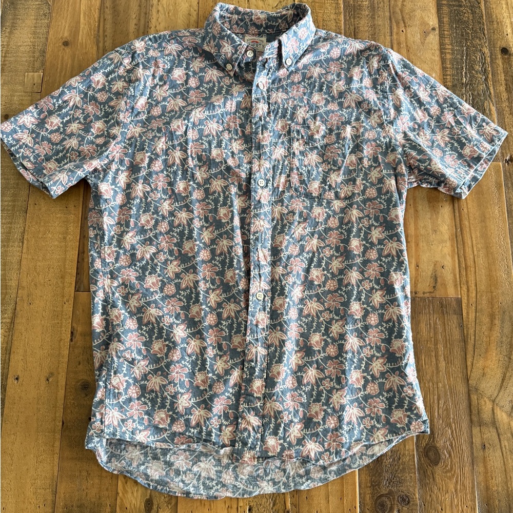 Faherty Blue and Pink Floral Men's Shirt